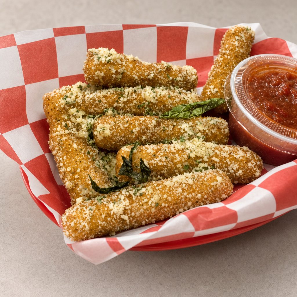 - Mozzarella Sticks (GARLIC PARMESAN).
