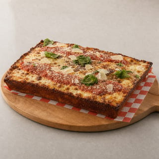 "Detroit" Style PAN Pizza (Caramelized Cheesy Crust)